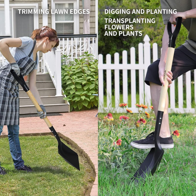 KOLEIYA Flat Shovel,Transfer Shovel with D Handel and Heavy Duty Square Head for Landscaping,Gardening,Construction,Snow Shoveling and Yard Work,41-Inch,Metal+Wooden - Image 4